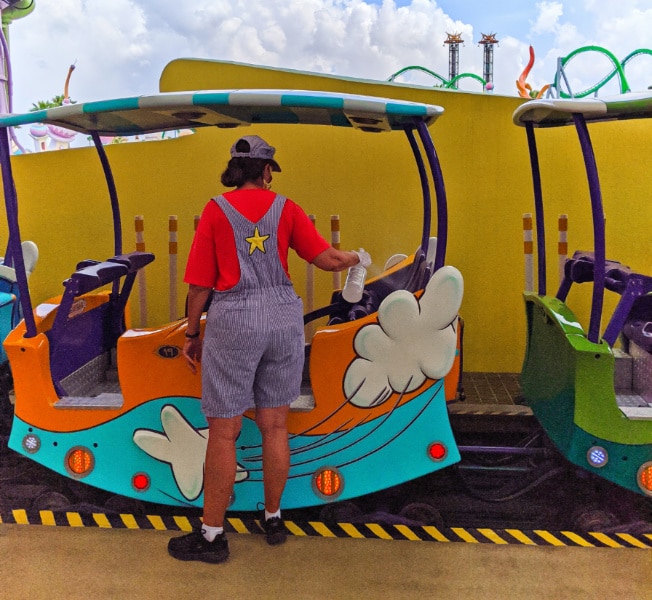 Staff Sanitizing Ride Vehicle Universal Orlando 2020 1