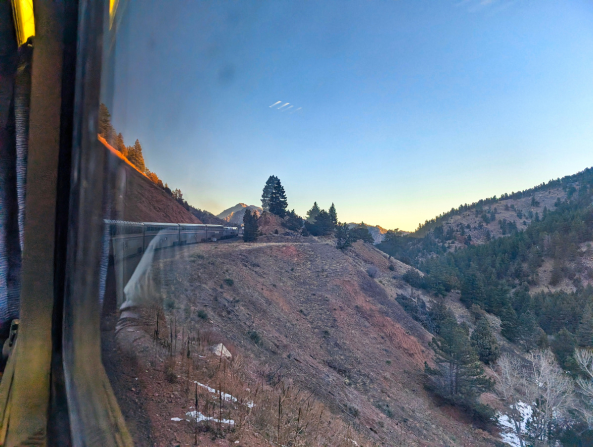 Sunrise from Amtrak Winter Park Express Ski Train Colorado 1