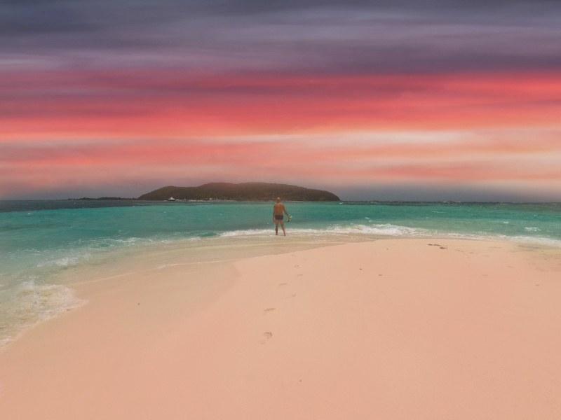 Swimming at sunset at Playa Escondida Puerto Rico