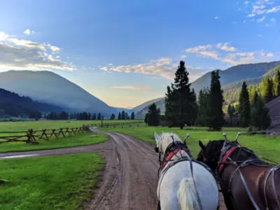 Sunset Wagon BBQ Dinner on Gallatin River at 320 Guest Ranch Big Sky Montana 1