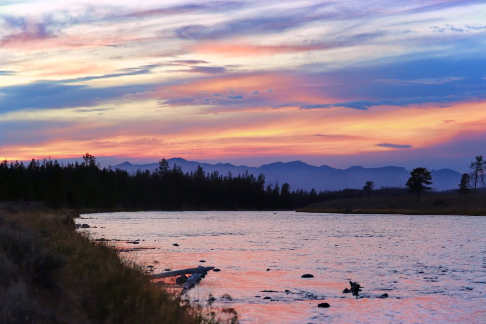 Sunset on Madison River West Yellowstone National Park Wyoming 3