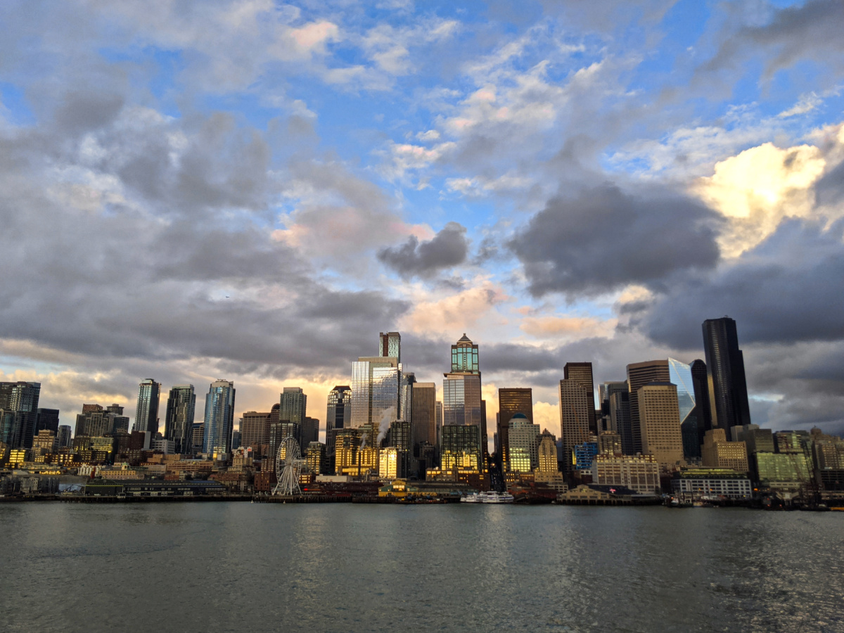 Sunset on Seattle from Seattle Bainbridge Ferry 2