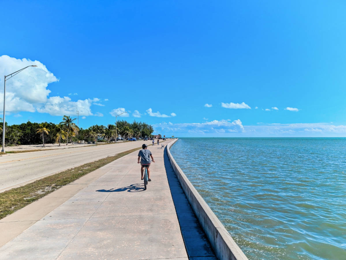 Taylor Family Biking Roosevelt Blvd at Smathers Beach Key West Florida Keys 1