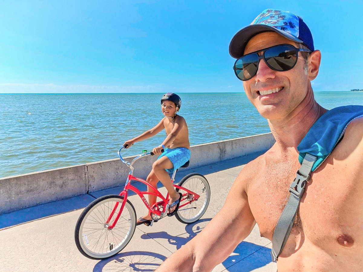 Taylor Family Biking Roosevelt Blvd at Smathers Beach Key West Florida Keys 2