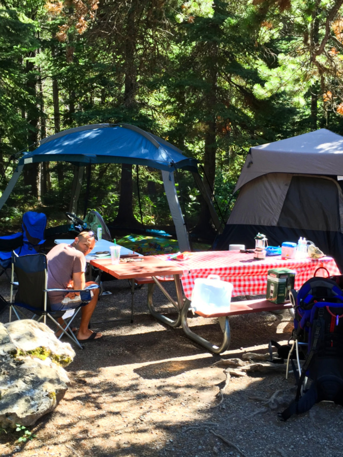Taylor Family Camping at Many Glacier Campground Glacier National Park Montana 1