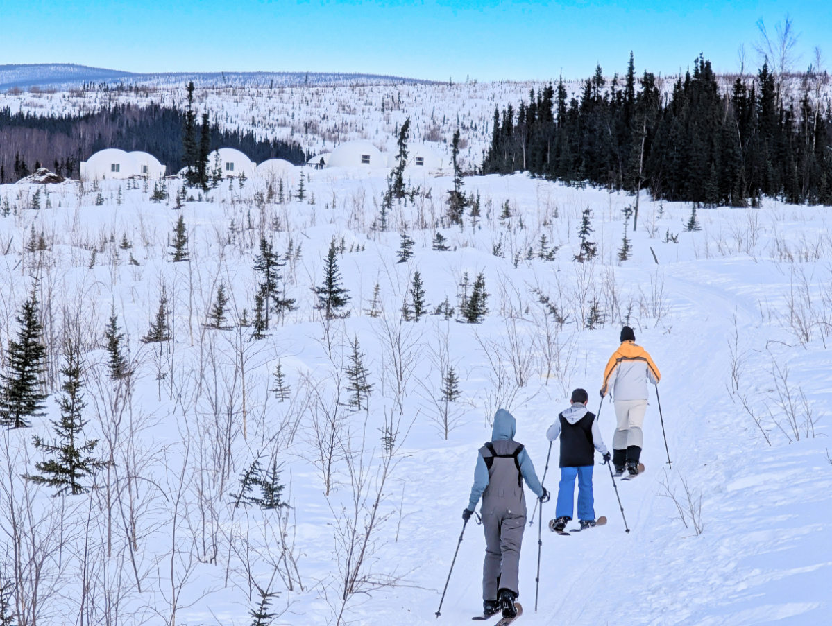 Taylor Family Cross Country Skiing at Basecamp Adventures Borealis Basecamp Fairbanks Alaska 3