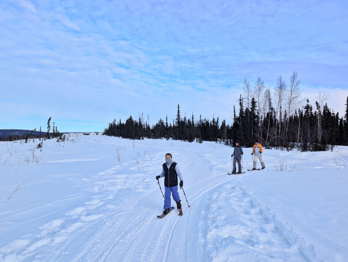 Taylor Family Cross Country Skiing at Basecamp Adventures Borealis Basecamp Fairbanks Alaska 5