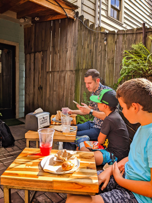 Taylor Family Eating Lunch at Black Rabbit Cafe Forsyth Park Savannah Georgia 1