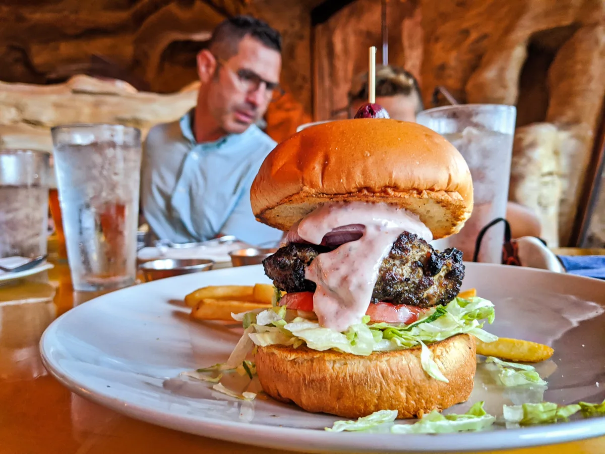 Taylor Family Eating at Mythos Restaurant Islands of Adventure Universal Orlando Resort 1