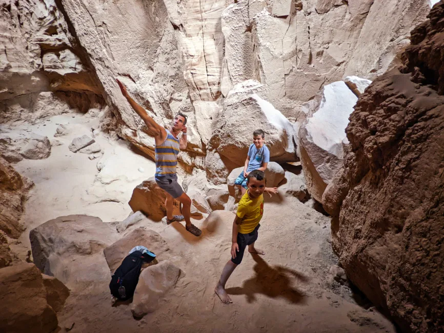 Taylor Family Hiking at Goblins Lair Goblin Valley State Park Green River Utah 3