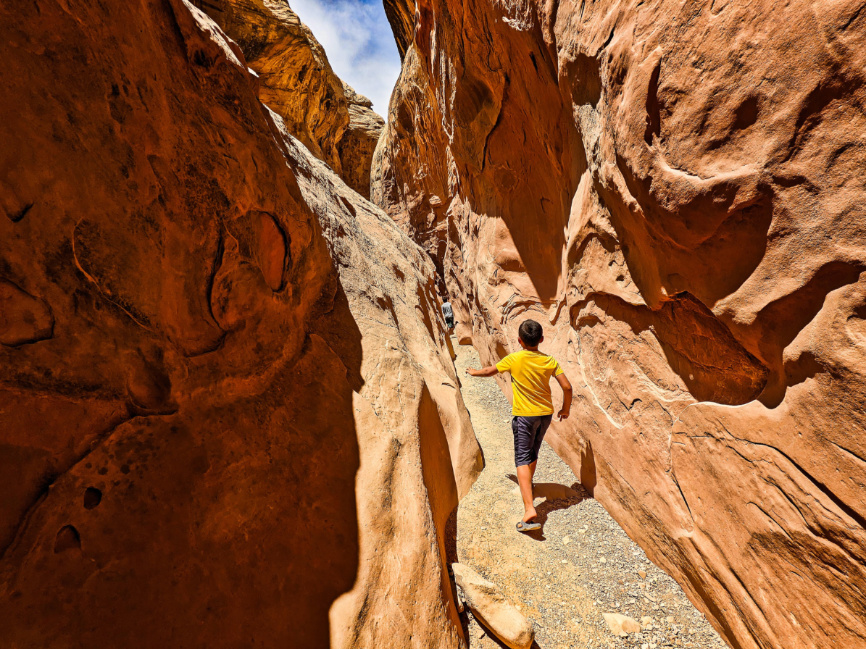 Taylor Family Hiking at Little Wildhorse Canyon BLM Green River Utah 2