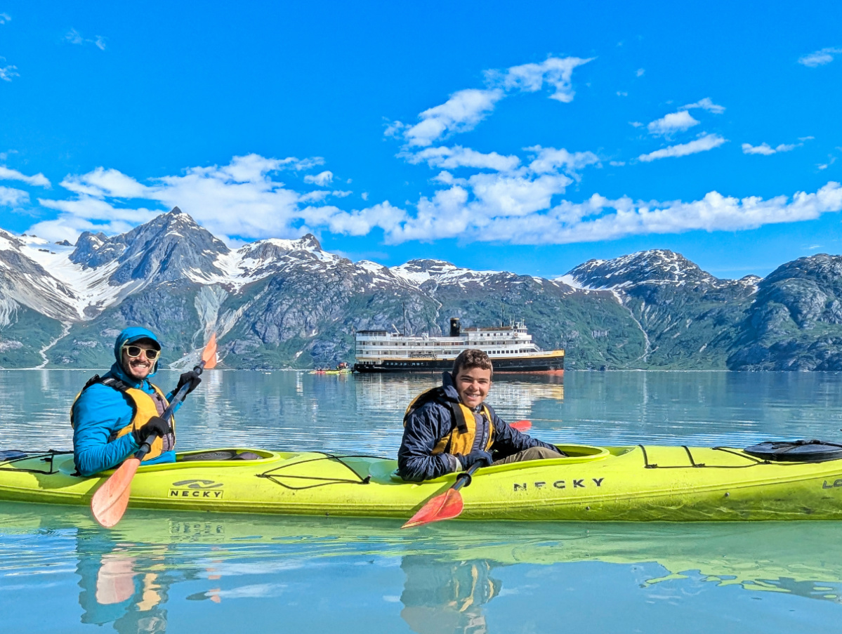 Taylor Family Kayaking at Lamplugh Glacier with UnCruise Wilderness Legacy Glacier Bay National Park Alaska 2