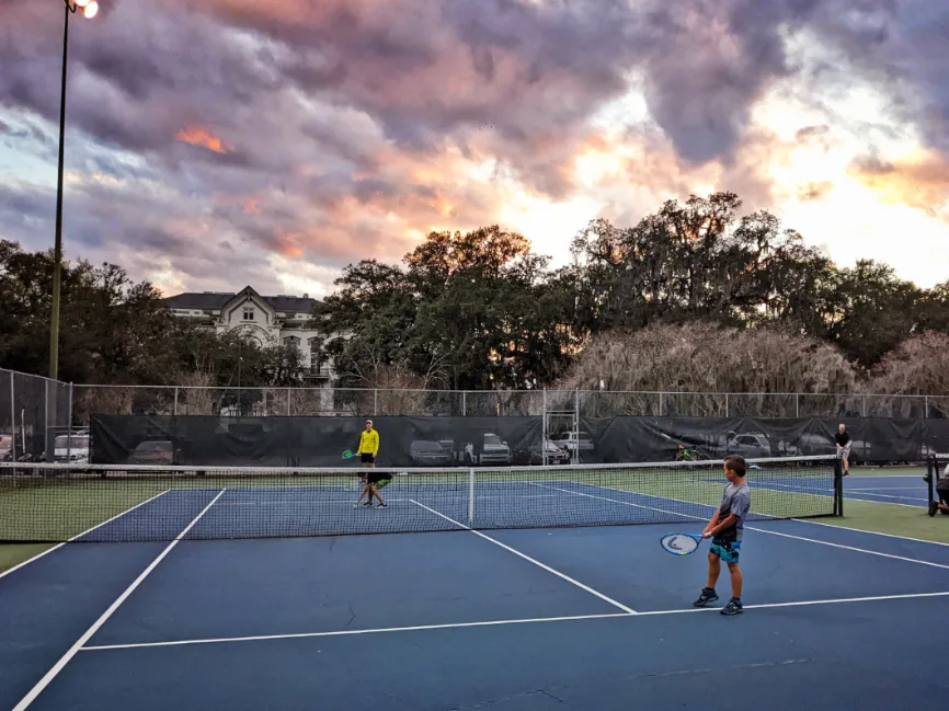 Taylor Family Playing Tennis at Forsyth Park Savannah Georgia 2