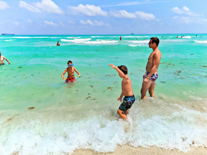 Taylor Family Playing in the Waves at South Beach Miami Florida 2