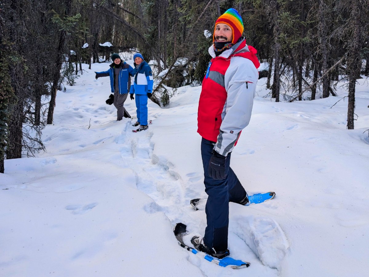 Taylor Family Snowshoeing at Borealis Basecamp Fairbanks Alaska 4b