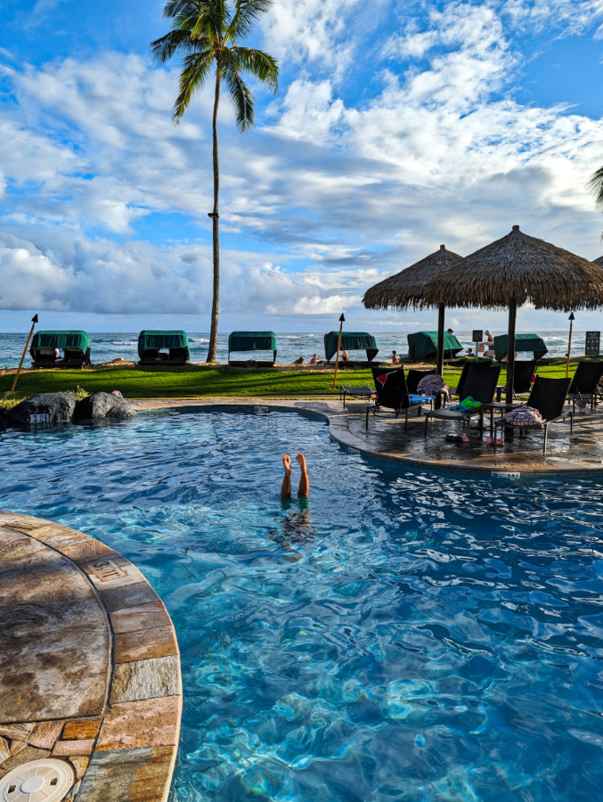 Taylor Family Swimming at Sheraton Kauai Resort Poipu South Shore Kauai Hawaii 1