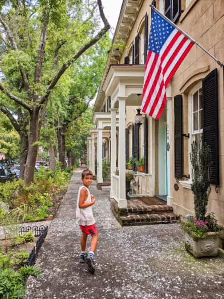 Taylor Family Walking through Downtown Savannah Georgia 15