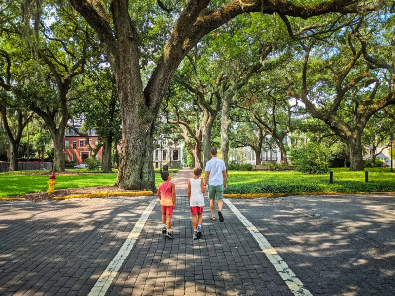 Taylor Family Walking through Downtown Savannah Georgia 8