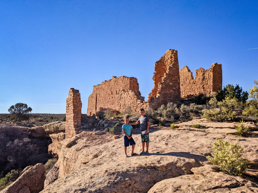Taylor Family at Anasazi Ruins Archaeological Site Hovenweep National Monument Bluff Utah 1