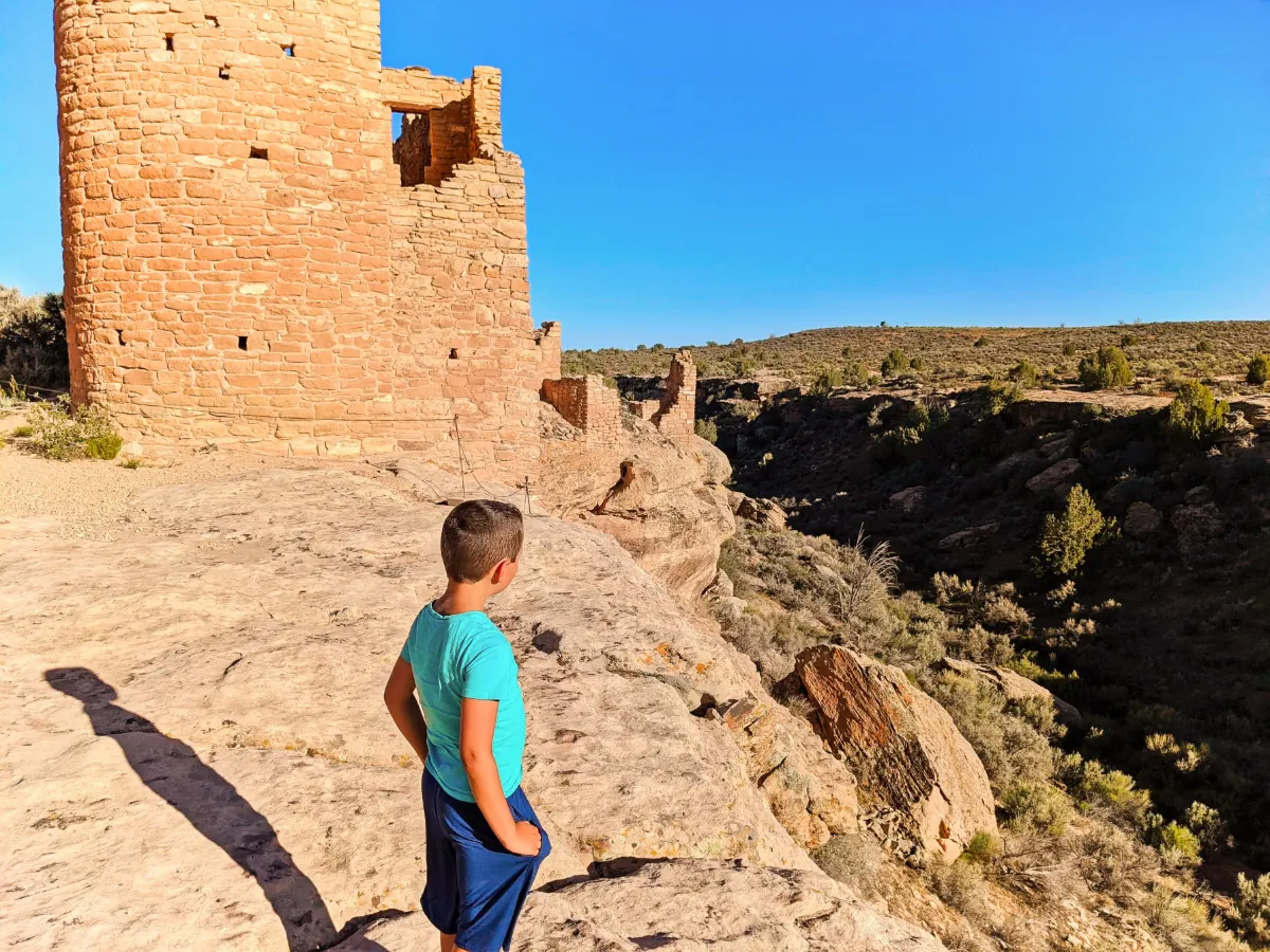 Taylor Family at Anasazi Ruins Archaeological Site Hovenweep National Monument Bluff Utah 2