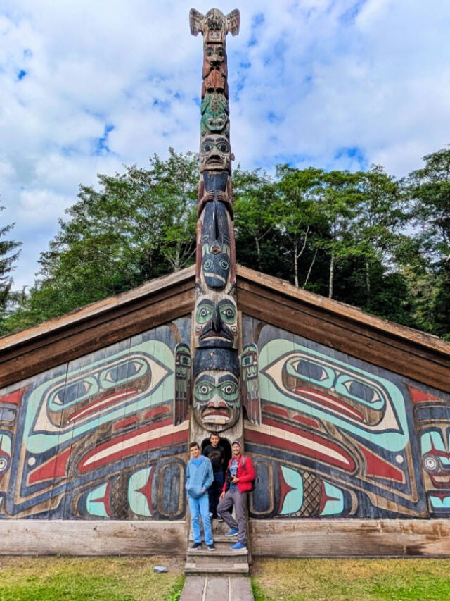Taylor Family at Beaver Clan House at Totem Bight State Park Ketchikan Alaska 2