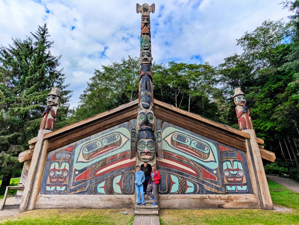 Taylor Family at Beaver Clan House at Totem Bight State Park Ketchikan Alaska 2