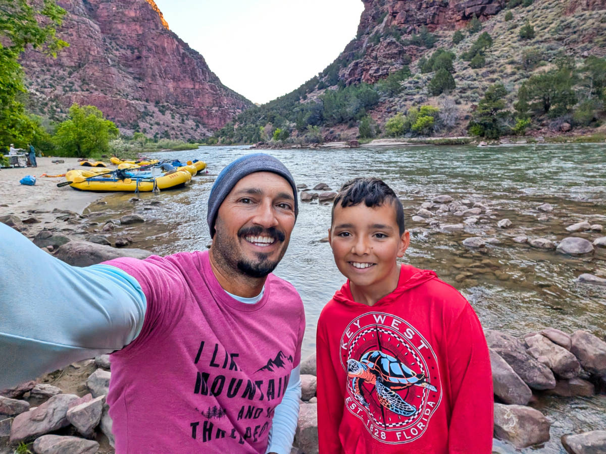 Taylor Family at Campsite while Rafting the Green River with OARS in Dinosaur National Monument Gates of Lodore Utah 10