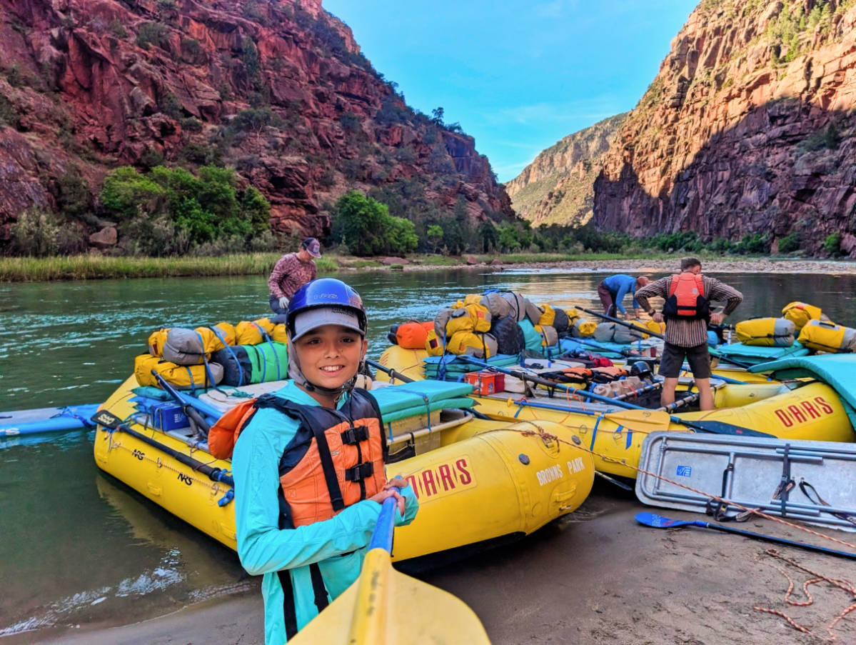 Taylor Family at Campsite while Rafting the Green River with OARS in Dinosaur National Monument Gates of Lodore Utah 5