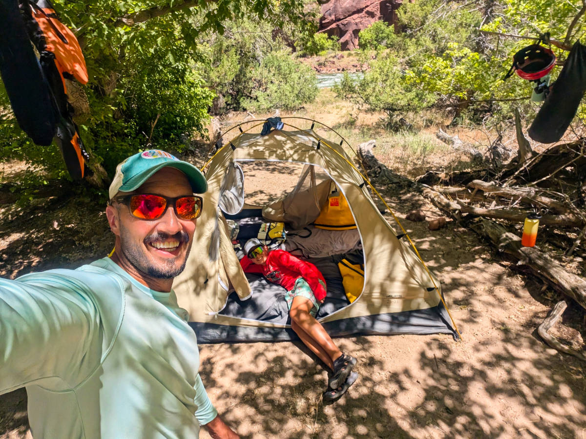 Taylor Family at Campsite while Rafting the Green River with OARS in Dinosaur National Monument Gates of Lodore Utah 7