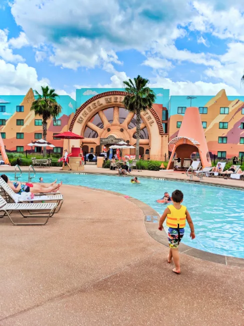 Taylor Family at Cars Cozy Cone pool Art of Animation Resort Walt Disney World Orlando Florida 1
