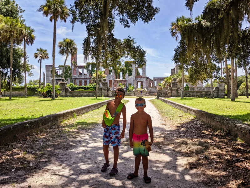 Taylor Family at Dungeness Ruins at Cumberland Island National Seashore Coastal Georgia 8