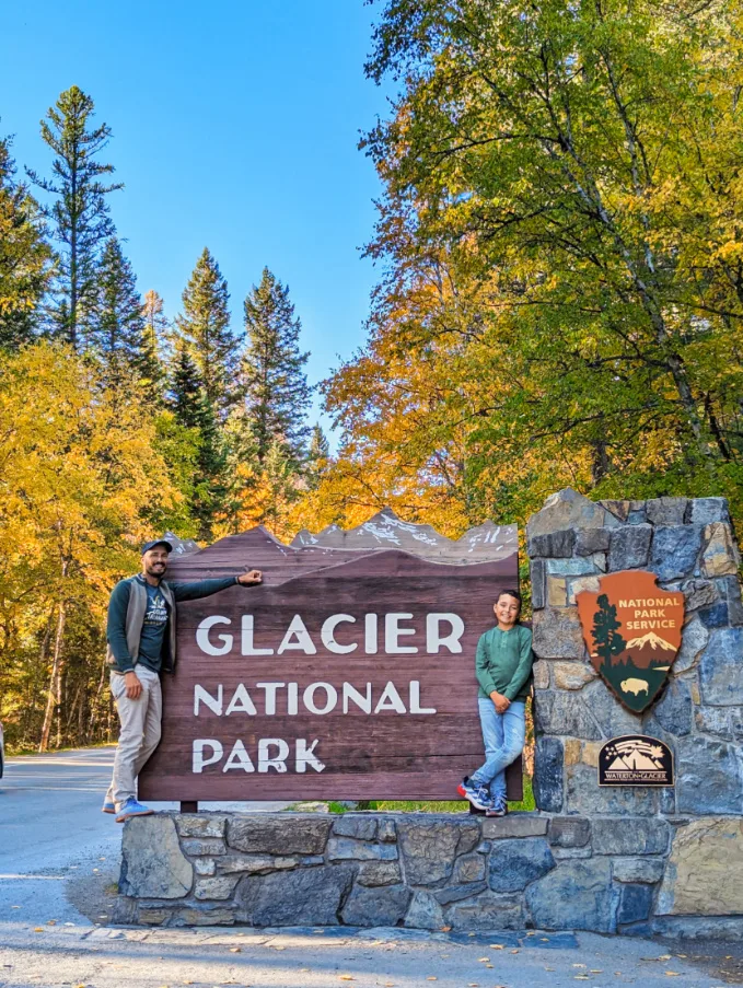 Taylor Family at Glacier National Park Entrance Sign West Glacier Montana 2