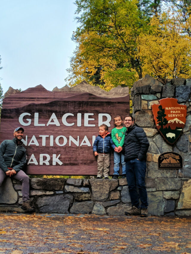 Taylor Family at Glacier National Park sign 3