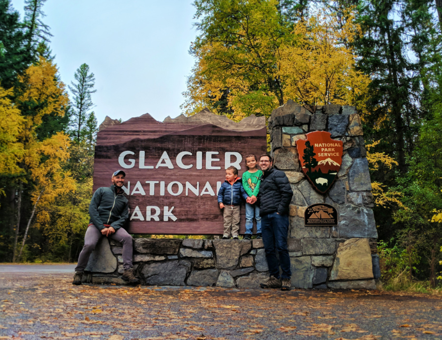 Taylor Family at Glacier National Park sign 3