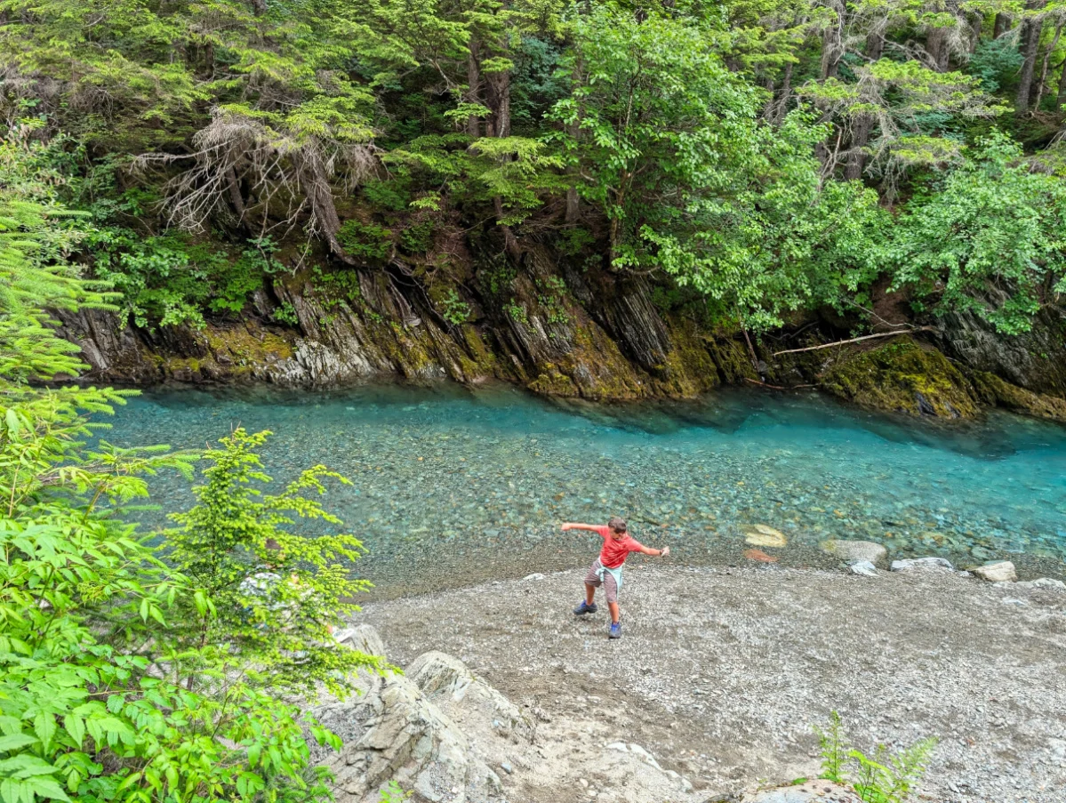 Taylor Family at Glacier Stream in Cope Park Juneau Alaska 1b