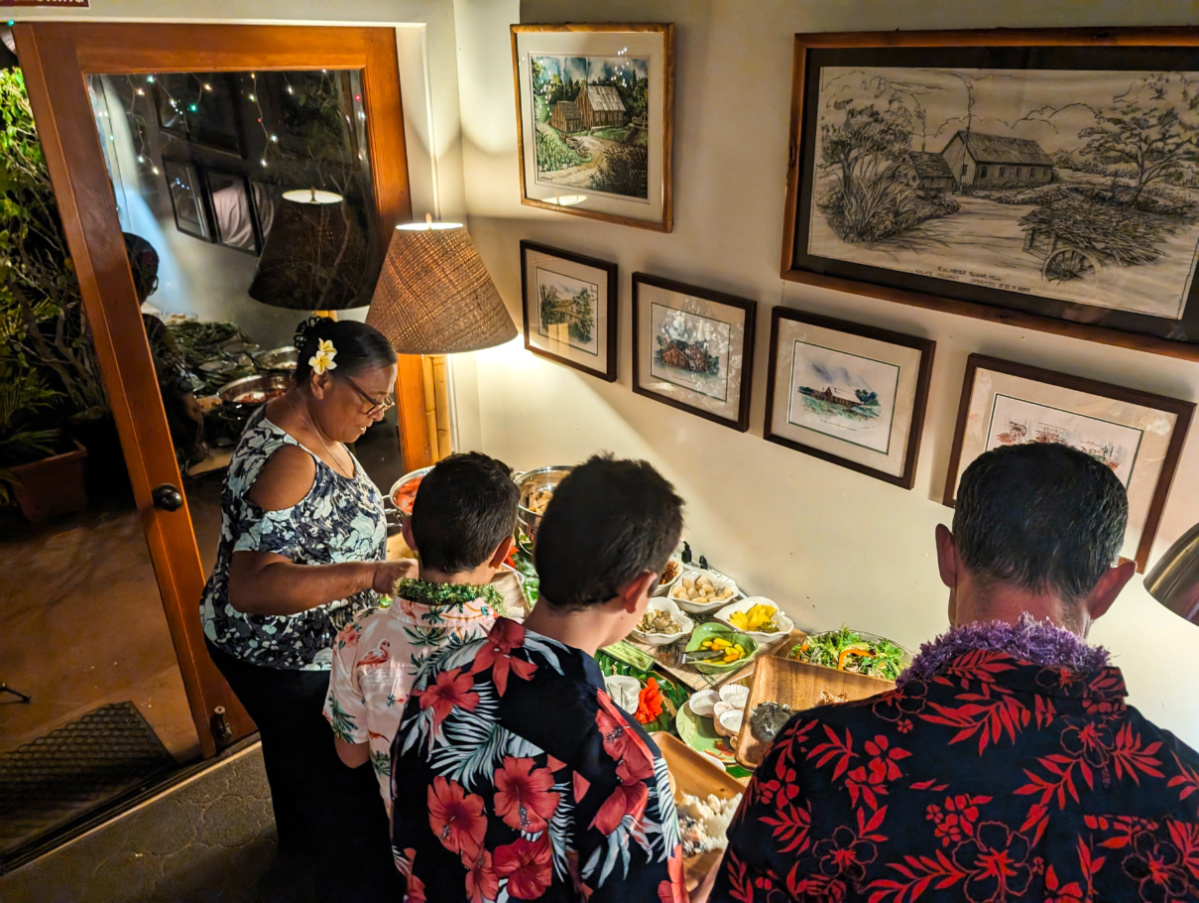 Taylor Family at Hawaiian Potluck Paina on Molokai Hawaii 1