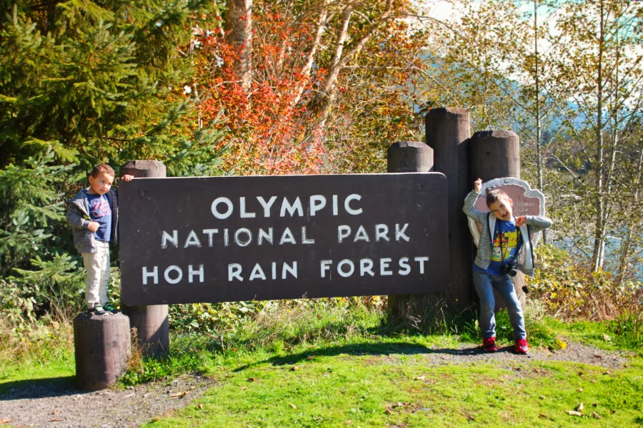 Taylor Family at Hoh Rainforest Sign Olympic National Park 3