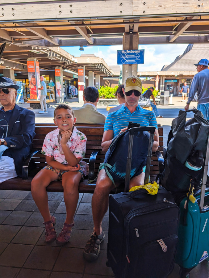 Taylor Family at KOA Kona Airport for Inter Island Hawaiian Airlines Flight to Honolulu Hawaii 1