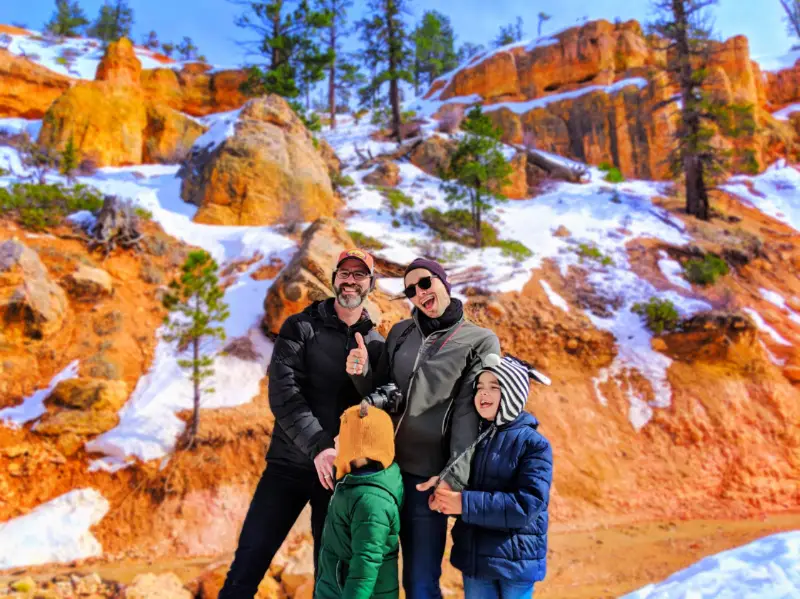 Taylor Family at Moss Cave hiking in Bryce Canyon National Park 1 blur