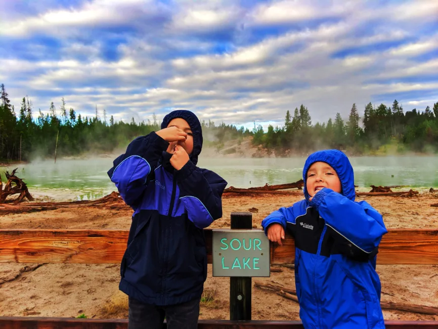 Taylor Family at Mud Volcanos Yellowstone NP Wyoming 3