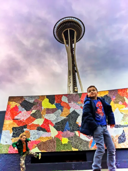 Taylor Family at Mural Stage Seattle Center Space Needle Seattle Washington 1