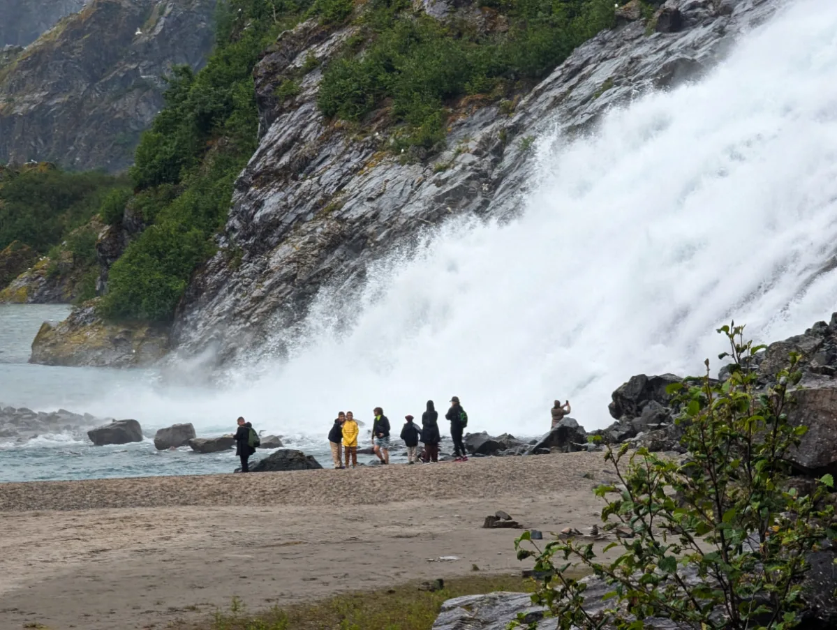 Taylor Family at Nugget Falls Mendenhall Glacier Tongass National Forest Juneau Alaska 1