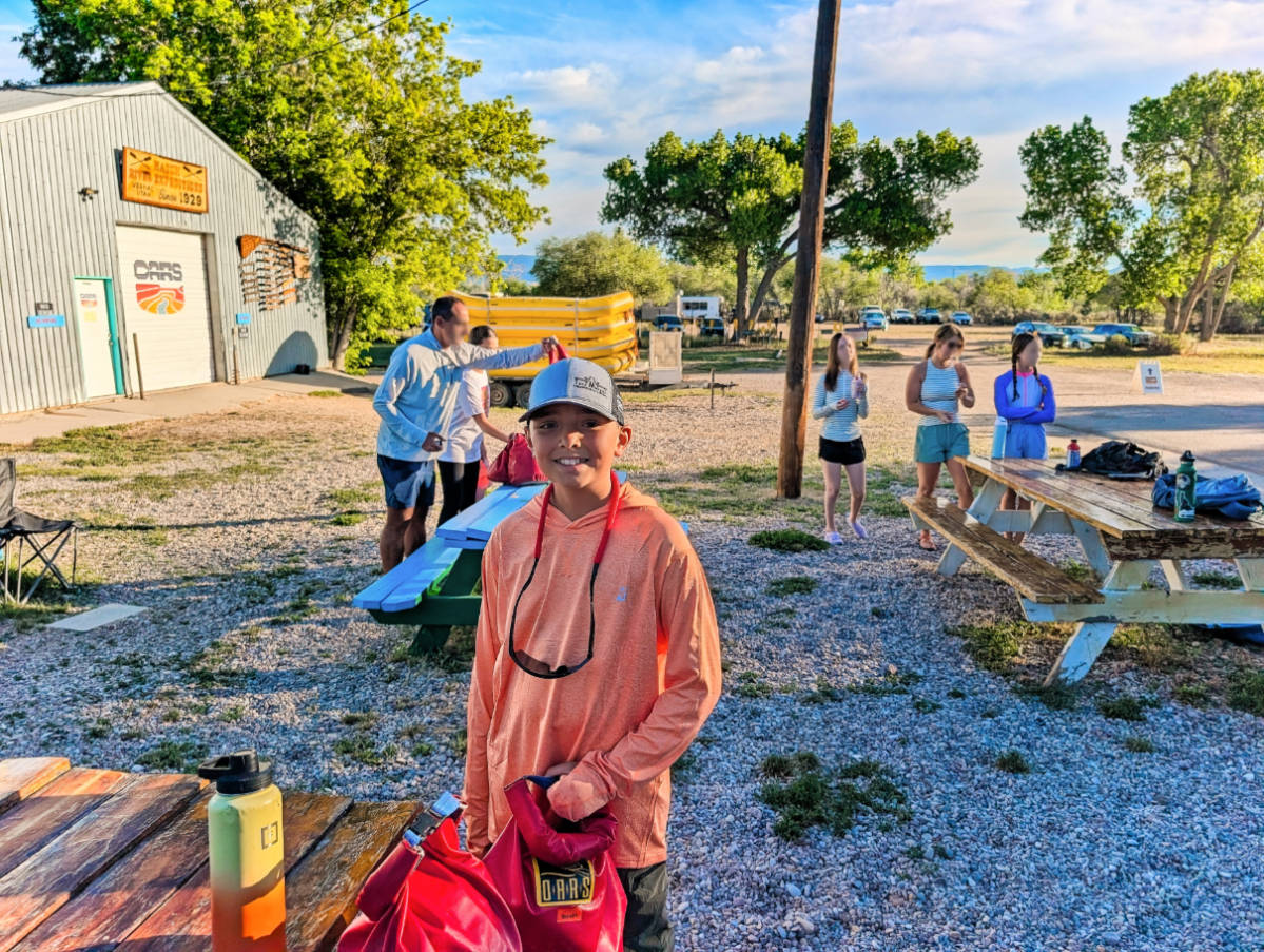 Taylor Family at OARS Rafting Depot before Great River Trip in Gates of Lodore Dinosaur National Monument Utah 1