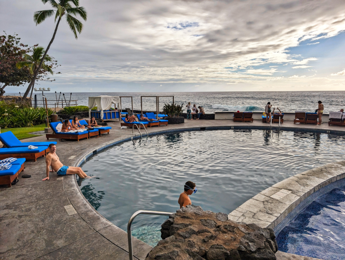 Taylor Family at Oceanfront Swimming Pool at Royal Kona Resort Kailua Kona Big Island Hawaii 1