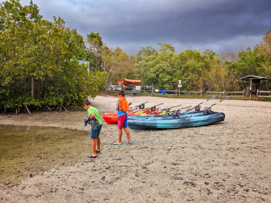 Taylor Family at Shell Island Boat Launch with Kayaks Rookery Bay Estuary Marco Island Florida 1