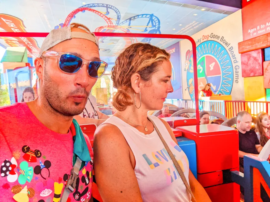 Taylor Family at Slinky Dog Coaster Toy Story Land Hollywood Studios Disney World 1