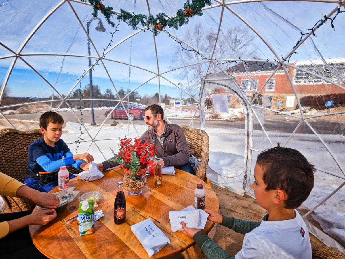 Taylor Family at Snowglobe Dining at Pineland Farms New Gloucester Maine 2