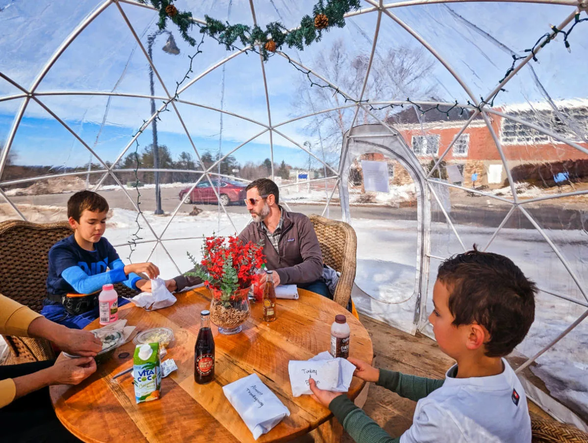 Taylor Family at Snowglobe Dining at Pineland Farms New Gloucester Maine 2