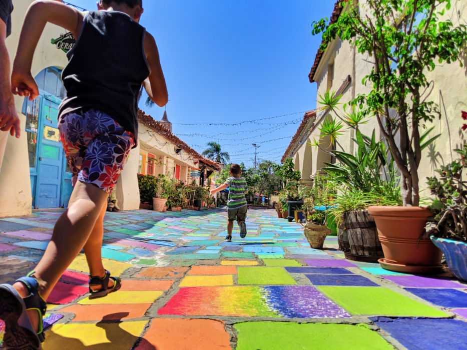 Taylor Family at Spanish Art Village at Balboa Park San Diego California