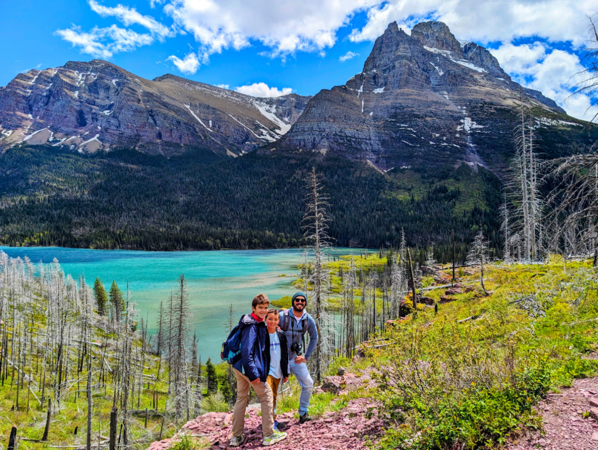 Taylor Family at St Mary Falls hike Glacier National Park Montana 1b